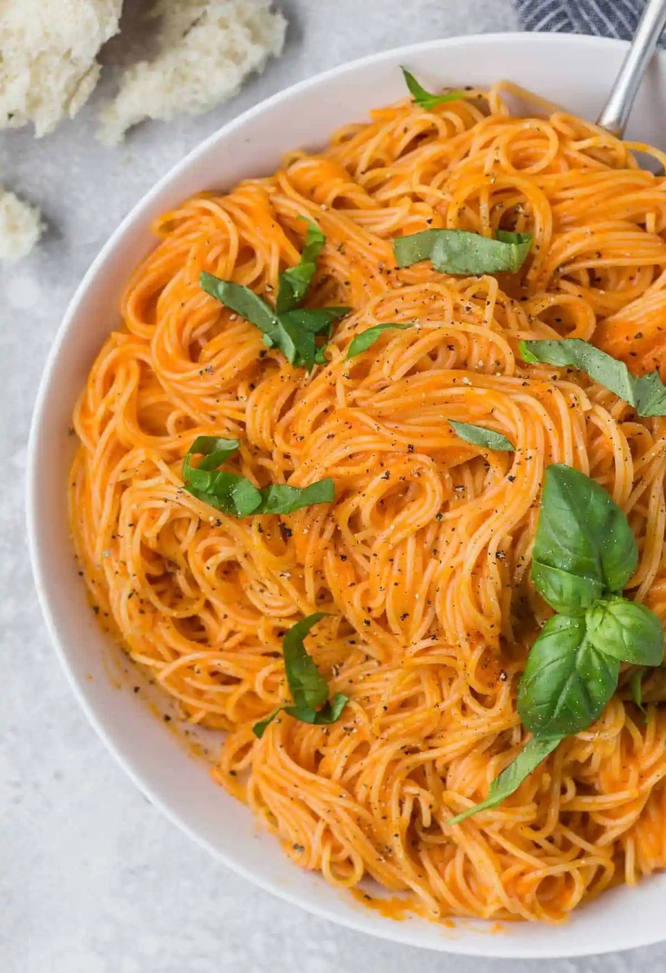 Roasted Red Pepper Sauce, served with Angel Hair Pasta