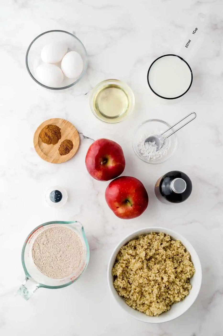 Overhead view of ingredients needed for recipe.