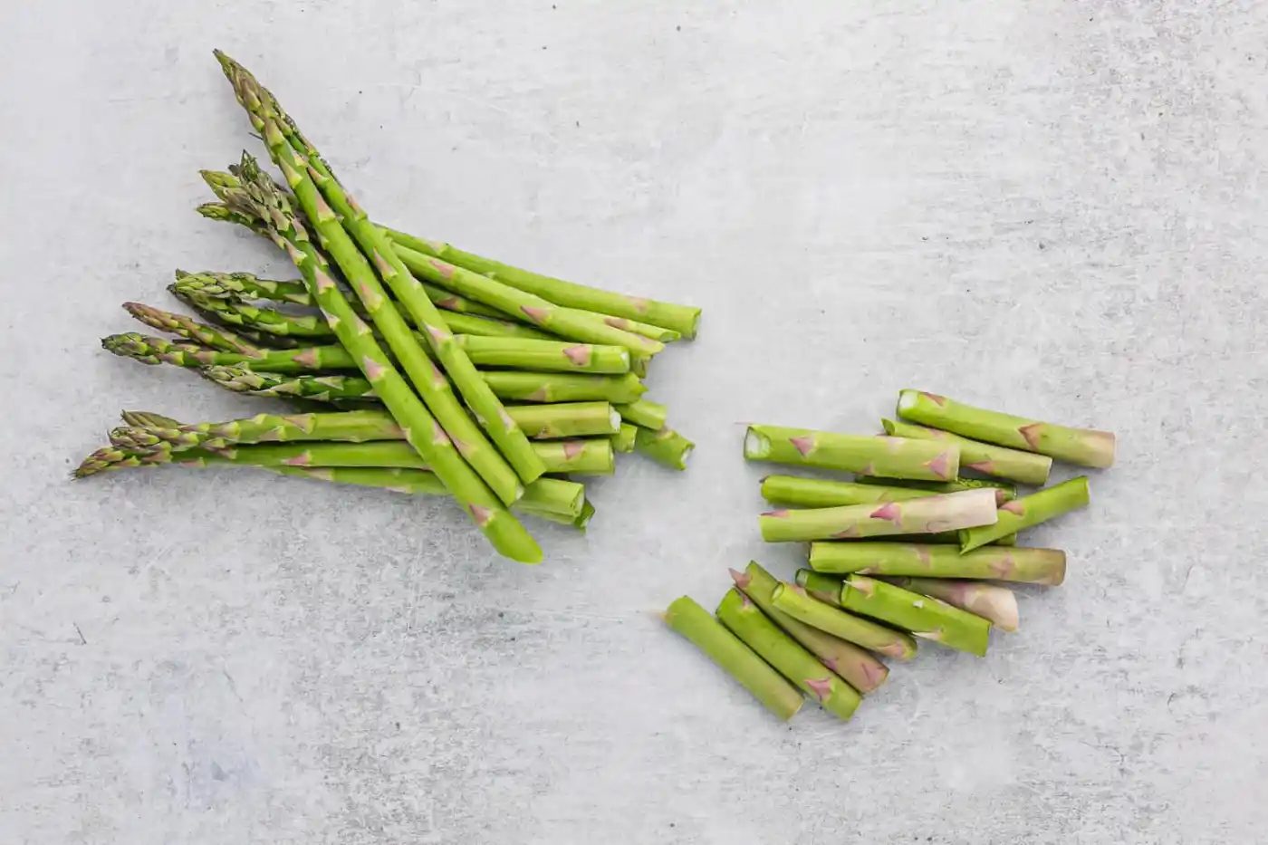 Asparagus ends snapped off.