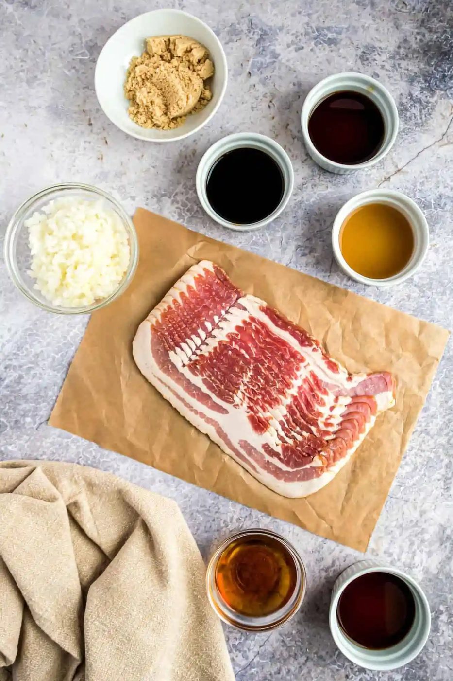 Overhead view of ingredients needed for recipe.