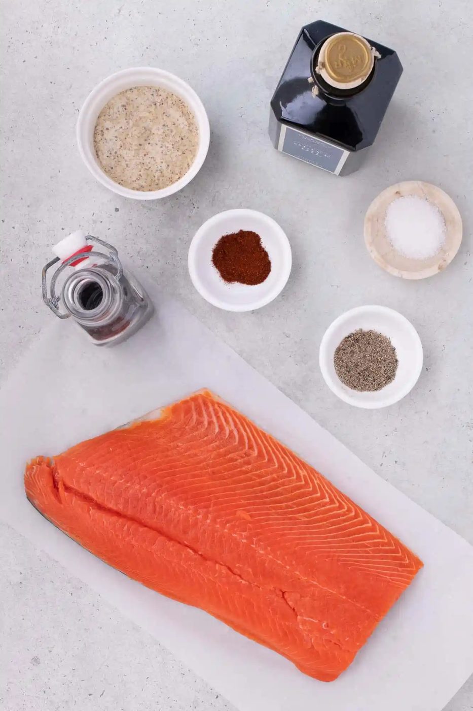 Overhead view of ingredients needed for recipe.