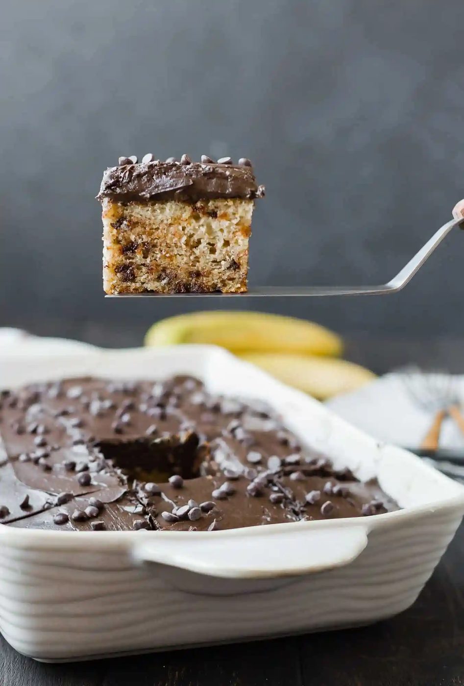 Banana Chocolate Chip Cake plus Chocolate Cream Cheese Frosting