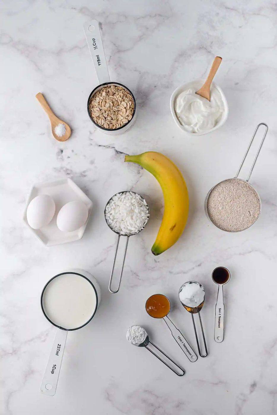 Overhead view of ingredients needed for recipe.
