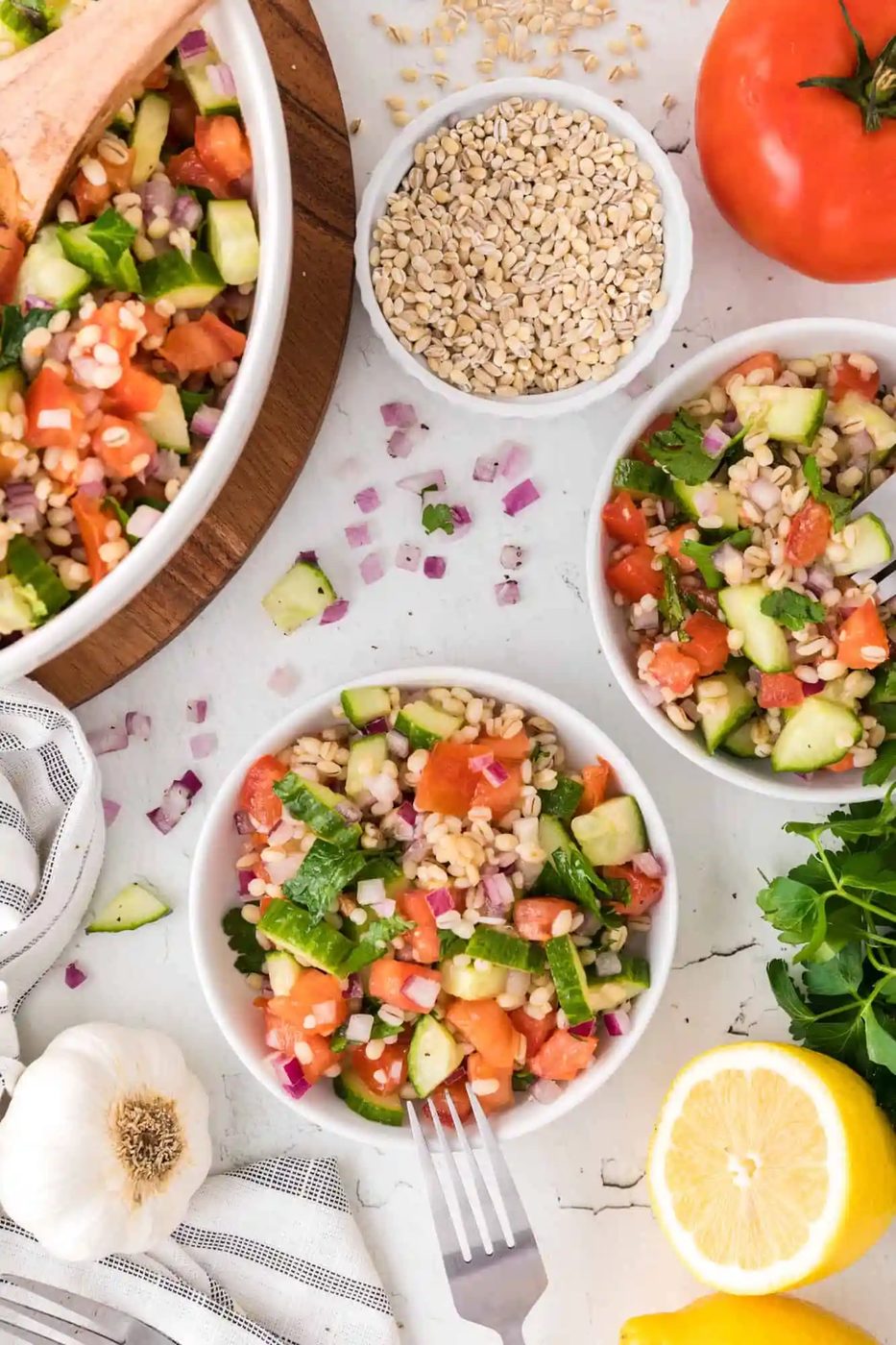 Barley Salad plus Tomatoes, Cucumber and Parsley