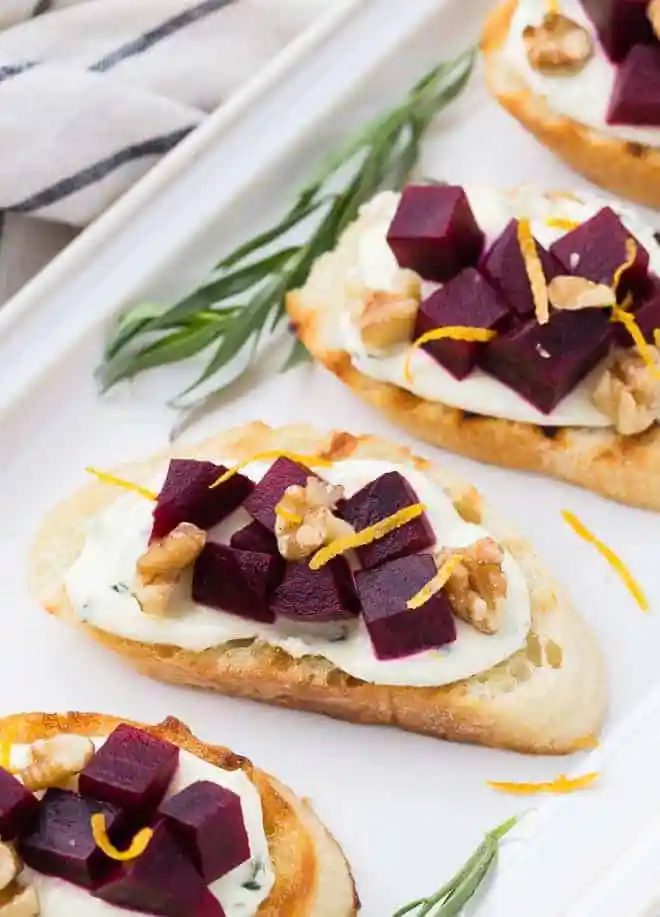 Beet Bruschetta plus Orange Tarragon Goat Cheese