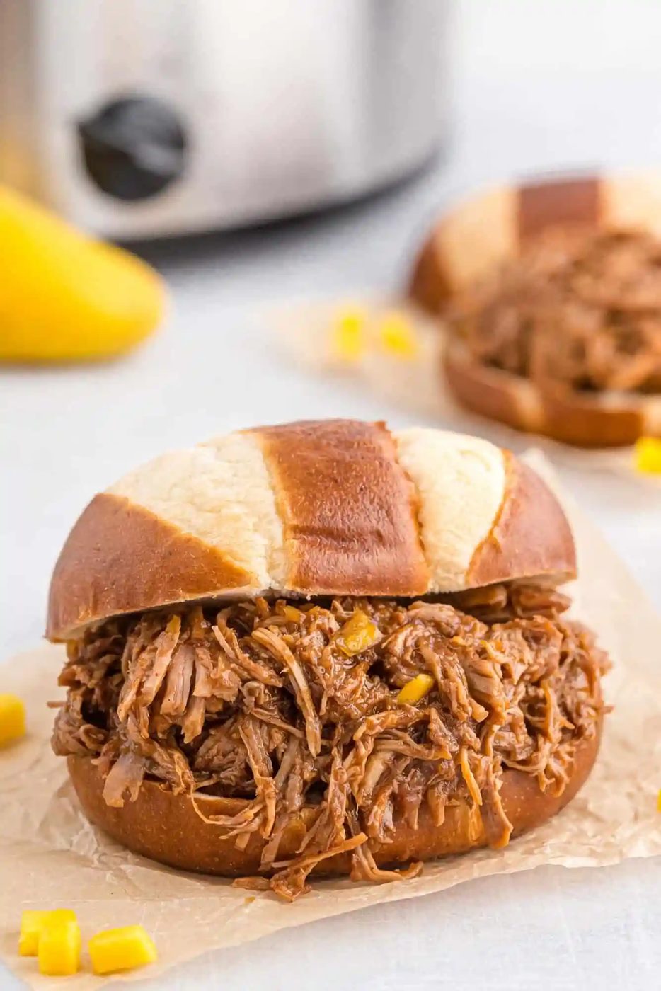 Mango Bourbon Pulled Pork (Slow Cooker!)