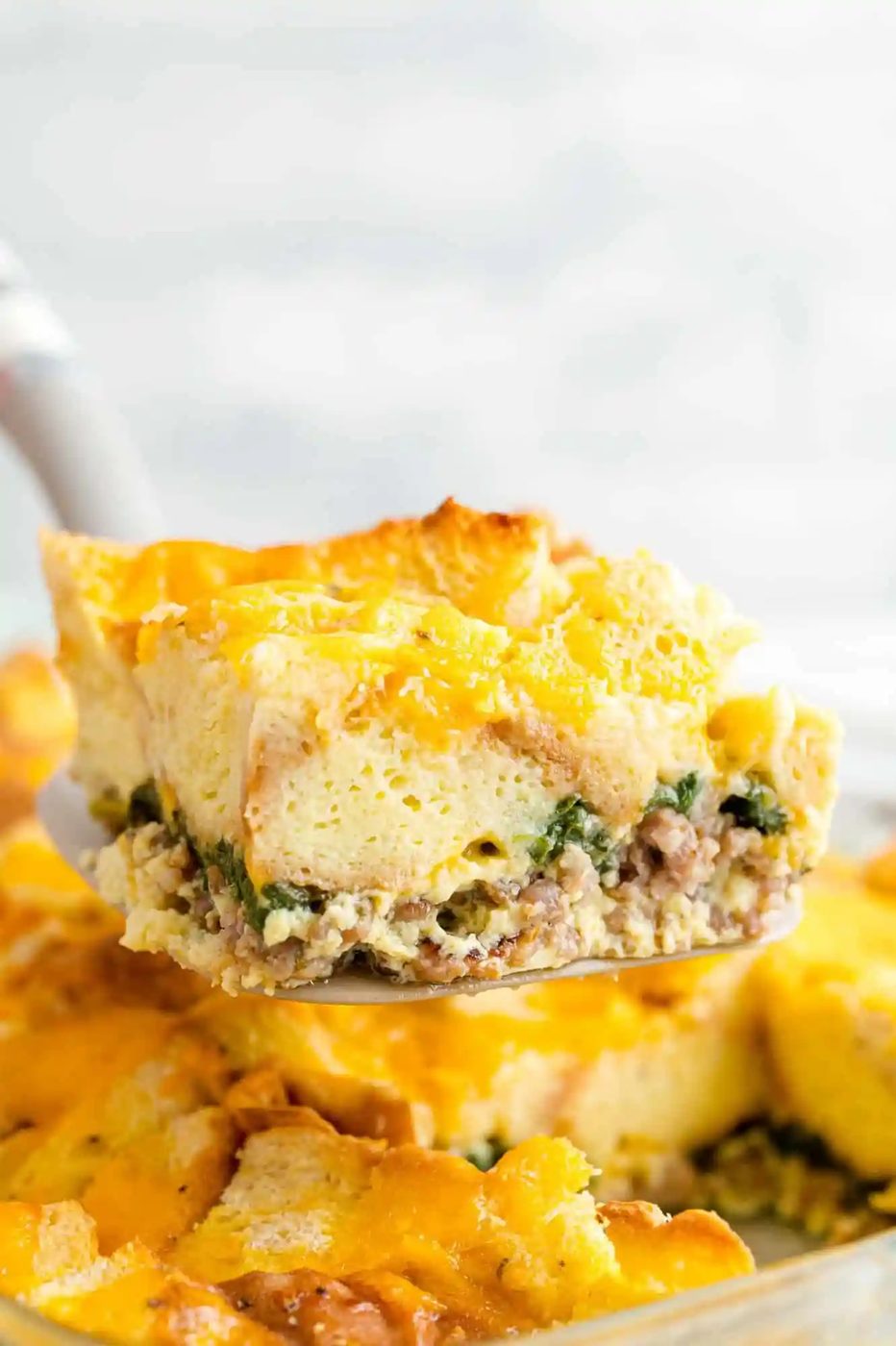 Breakfast Casserole, served with Sausage and Spinach