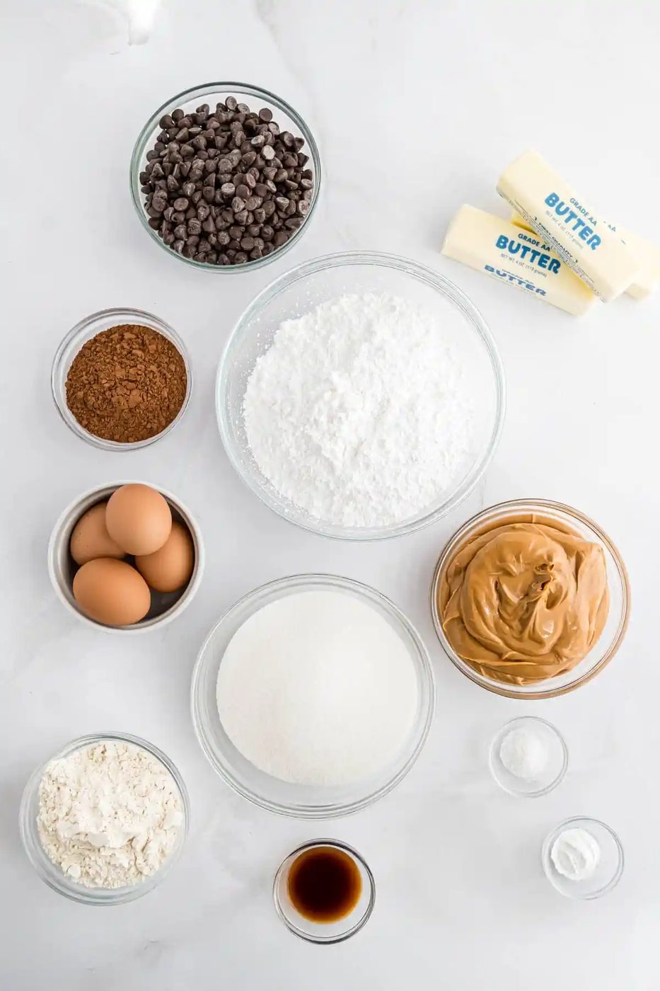 Overhead view of ingredients needed for recipe.