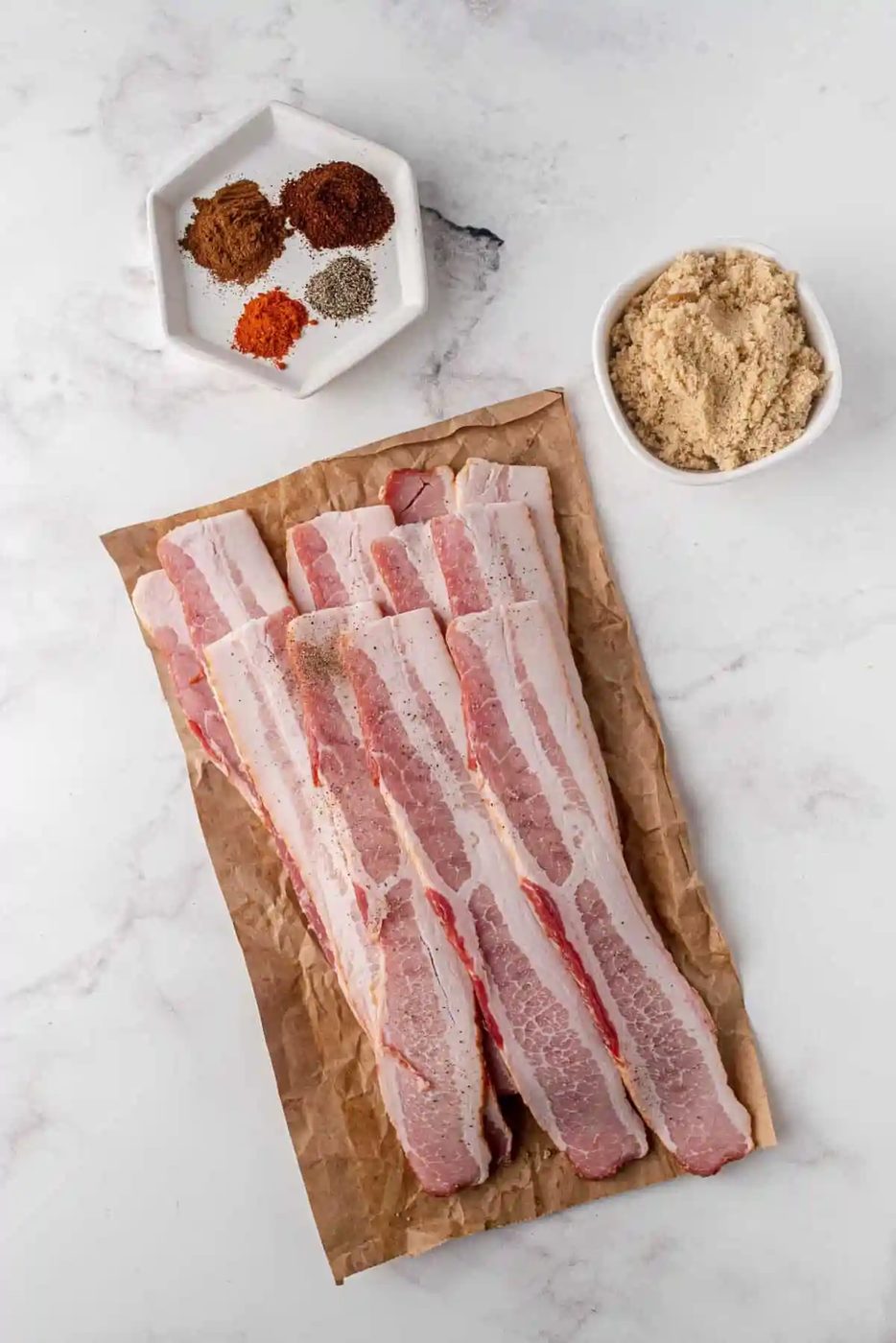 Overhead view of ingredients needed for recipe.