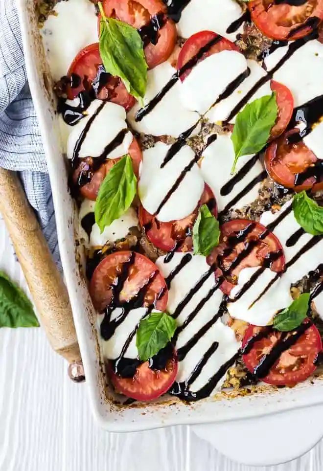 Chicken Caprese Quinoa Bake