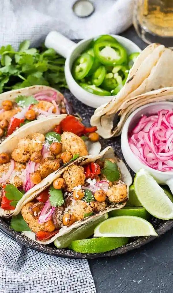 Cauliflower Tacos plus Chickpeas