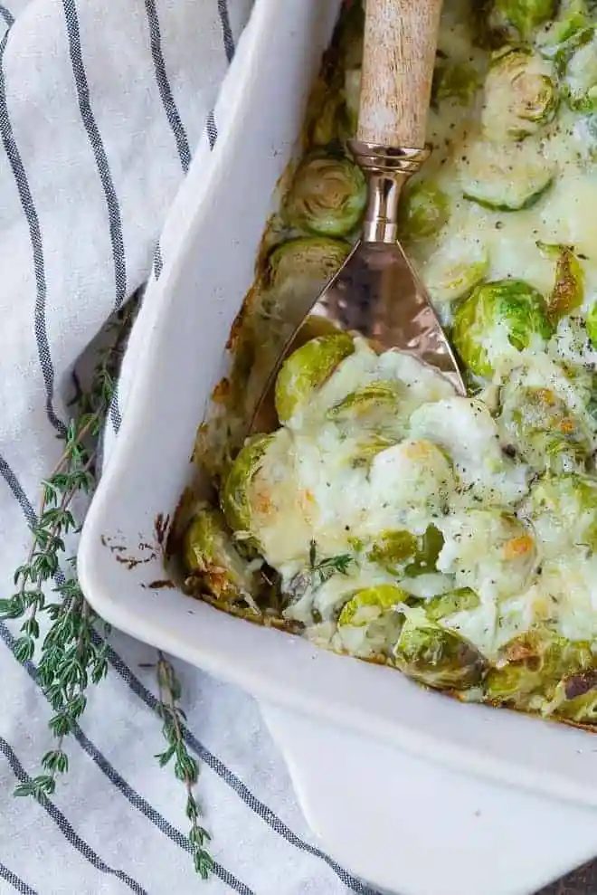 Cheesy Brussels Sprouts au Gratin
