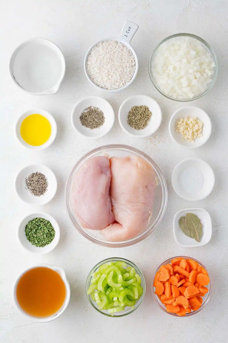 Overhead view of ingredients needed for recipe.