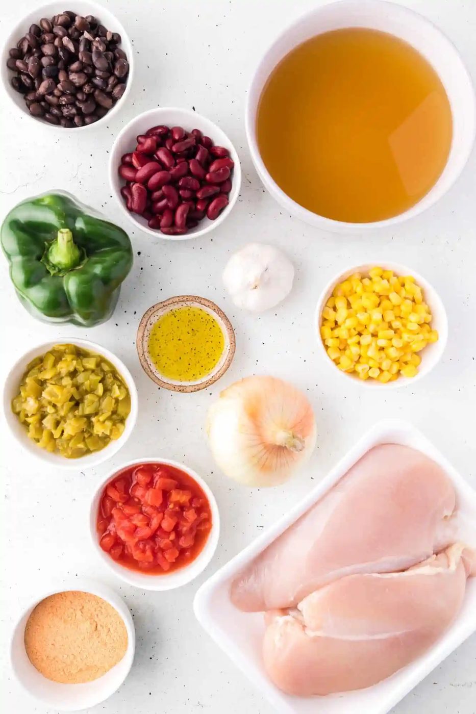 Ingredients for chicken taco soup.