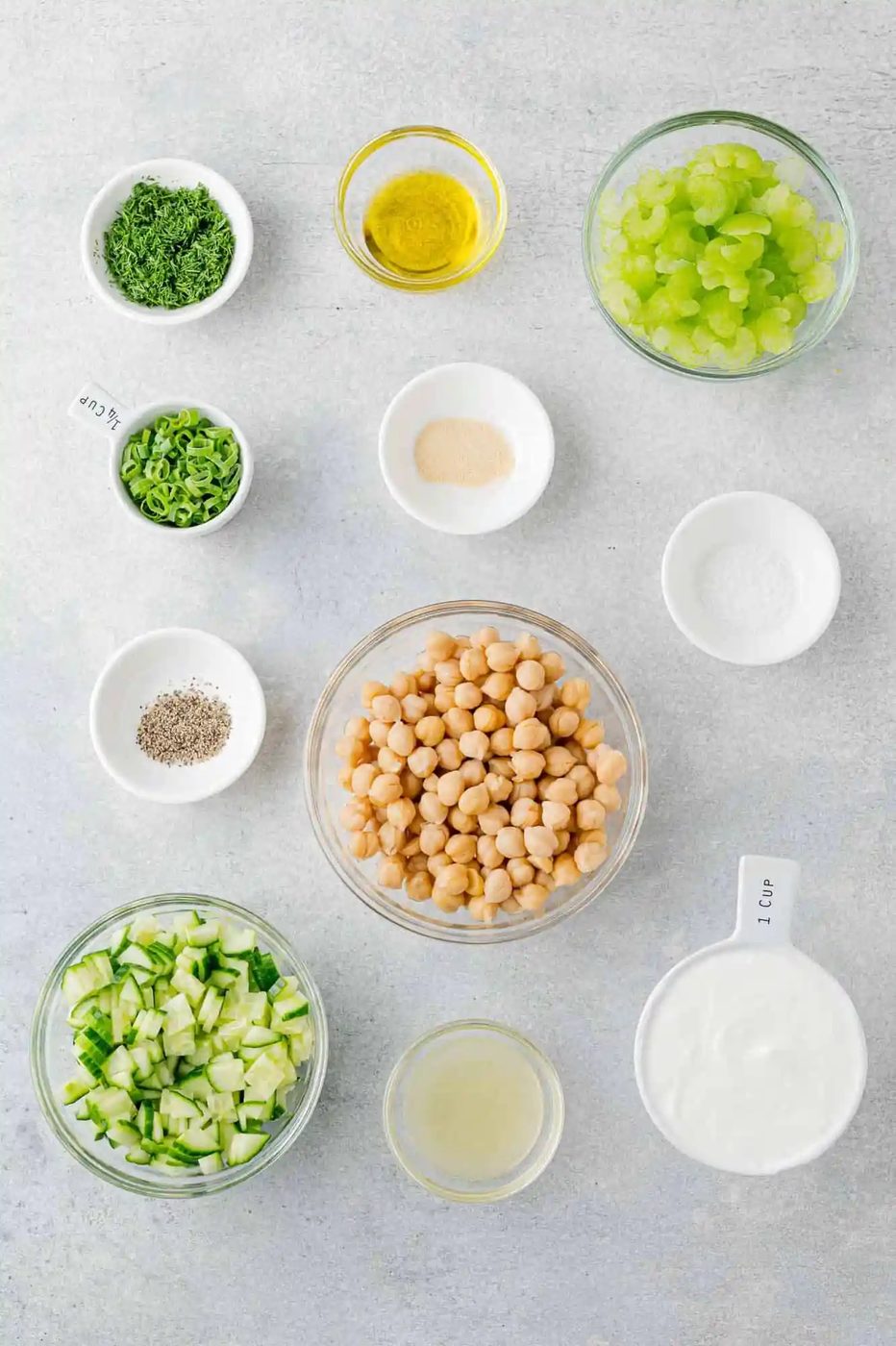 Overhead view of ingredients needed for recipe.