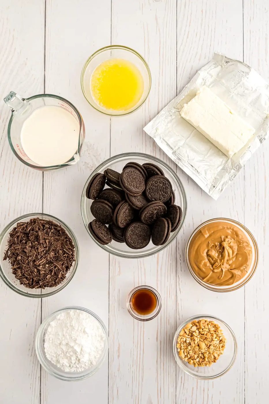 Ingredients needed for recipe, overhead view.