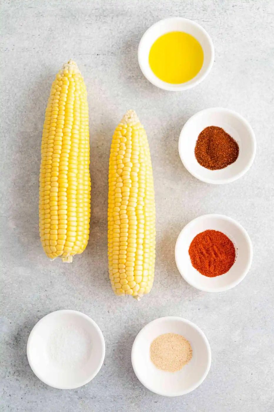 Ingredients needed for recipe, including fresh corn.