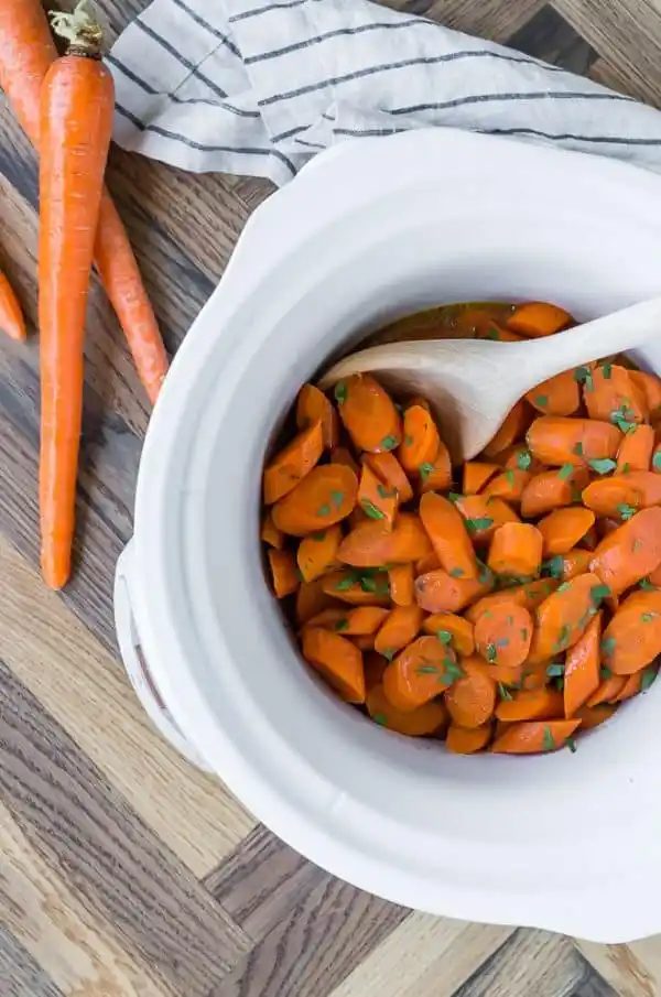 Crockpot Carrots, served with Cinnamon Glaze