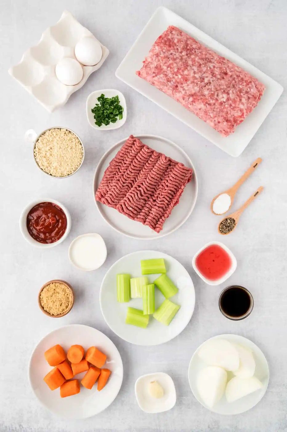 Overhead view of ingredients needed for recipe.