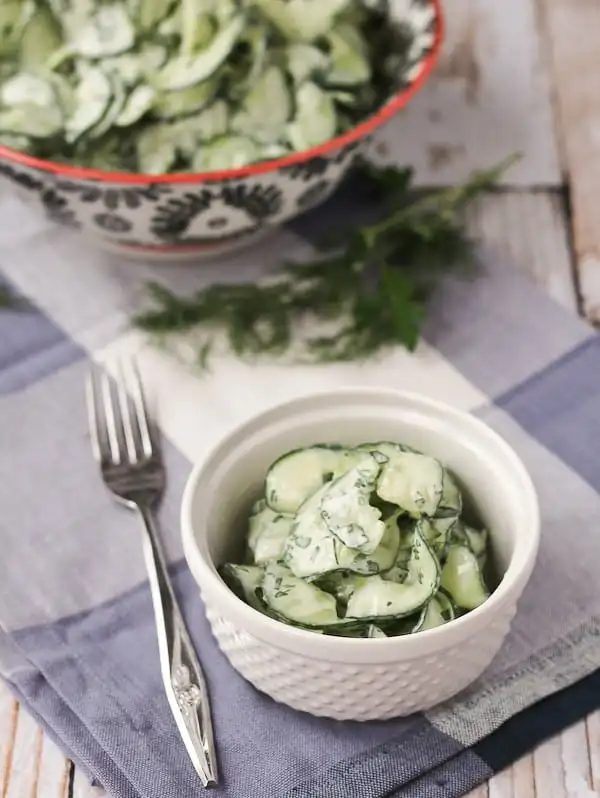 Cucumber Ribbon Salad plus Yogurt Herb Dressing