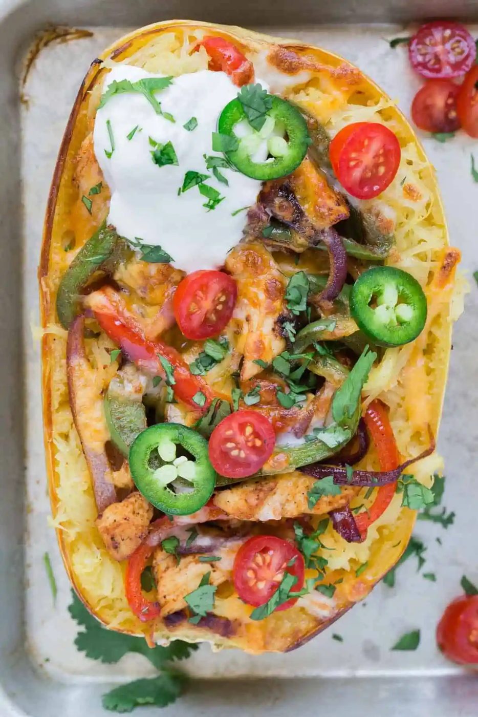 Chicken Fajita Stuffed Spaghetti Squash