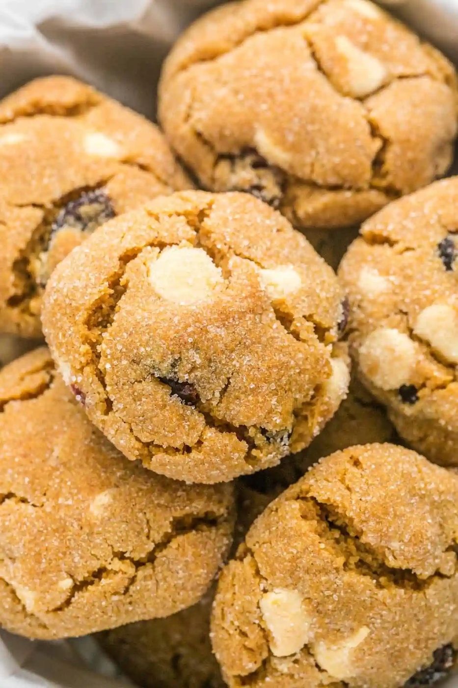Gingersnap Cookies plus White Chocolate and Cranberries