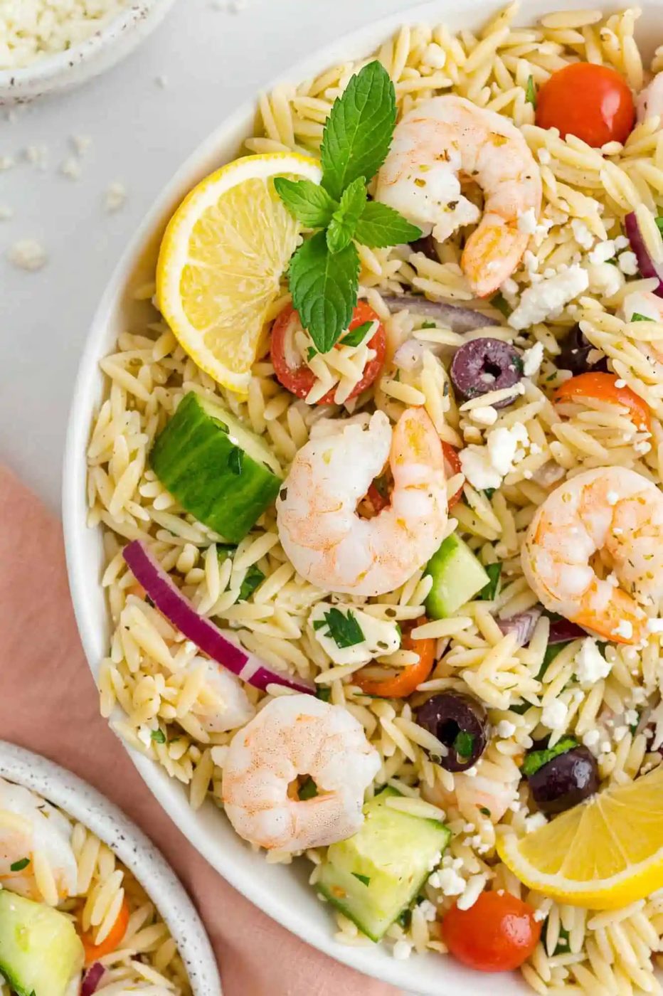 Greek Orzo Salad plus Shrimp