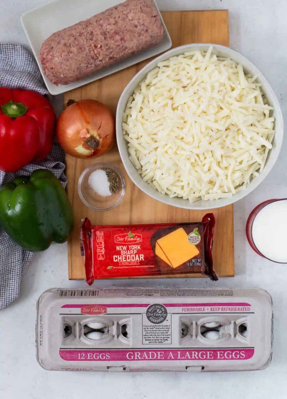Overhead view of ingredients needed for recipe.