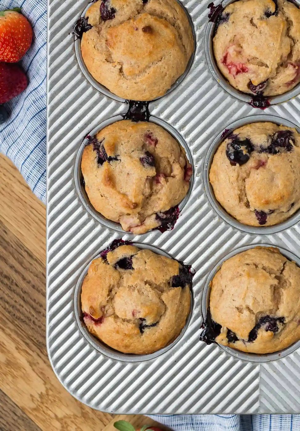 Strawberry Blueberry Muffins – lighter!