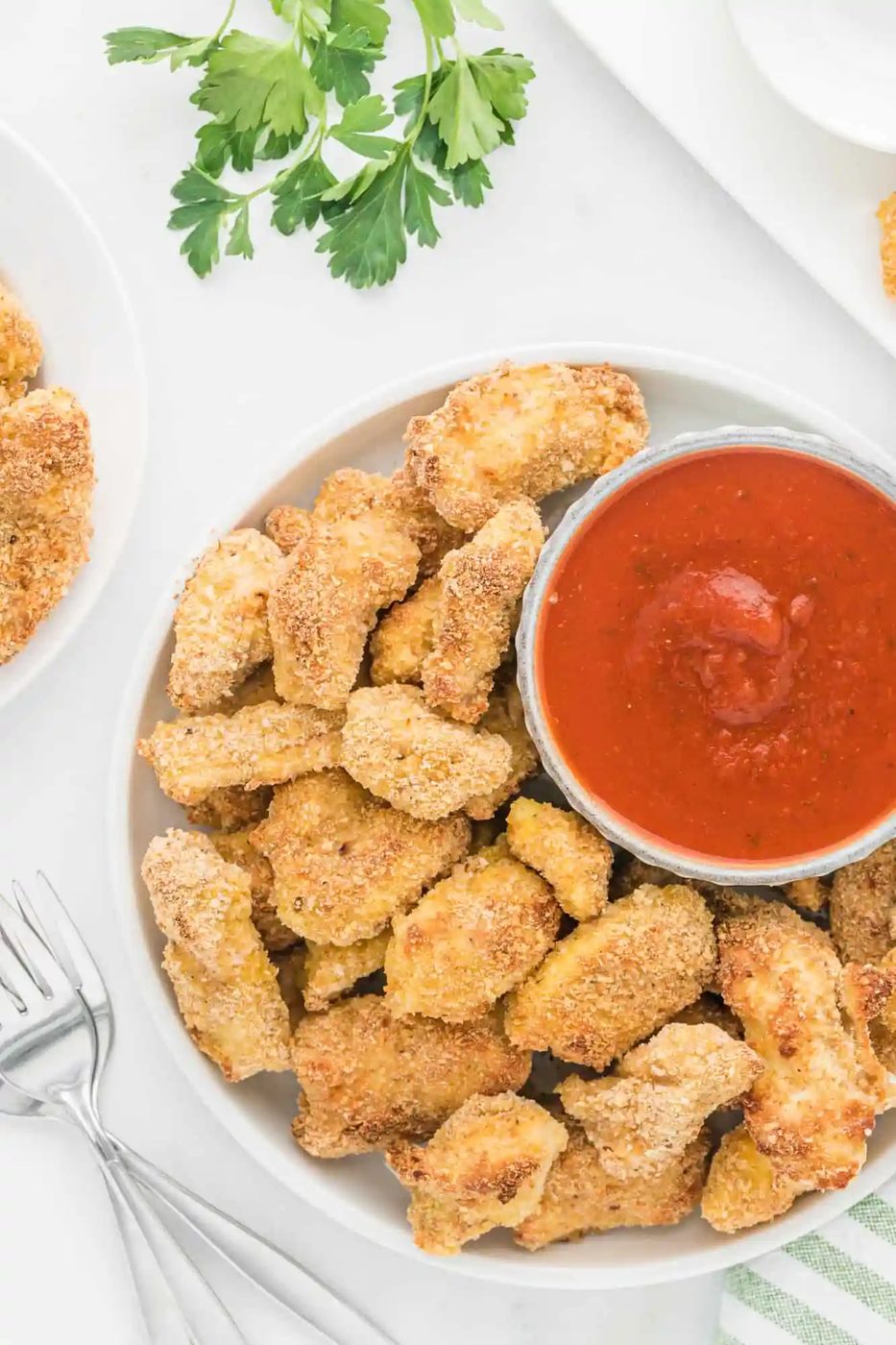 Lighter Chicken Nuggets, served with Parmesan