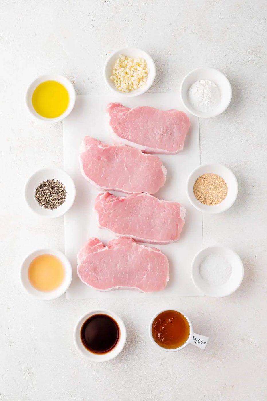 Overhead view of ingredients needed for recipe.