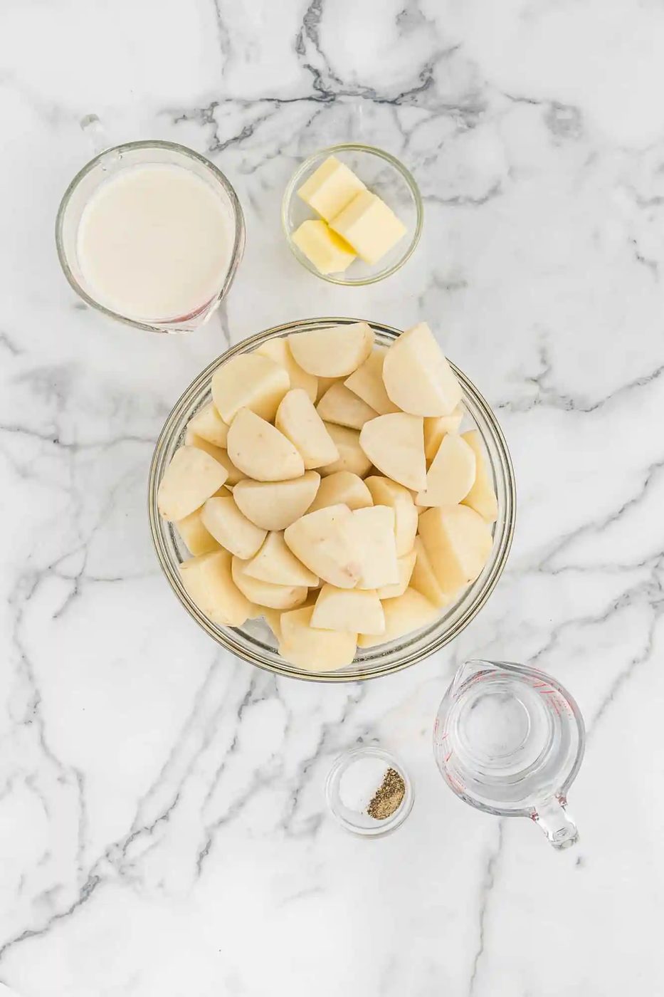 Ingredients including potatoes, cream, butter.