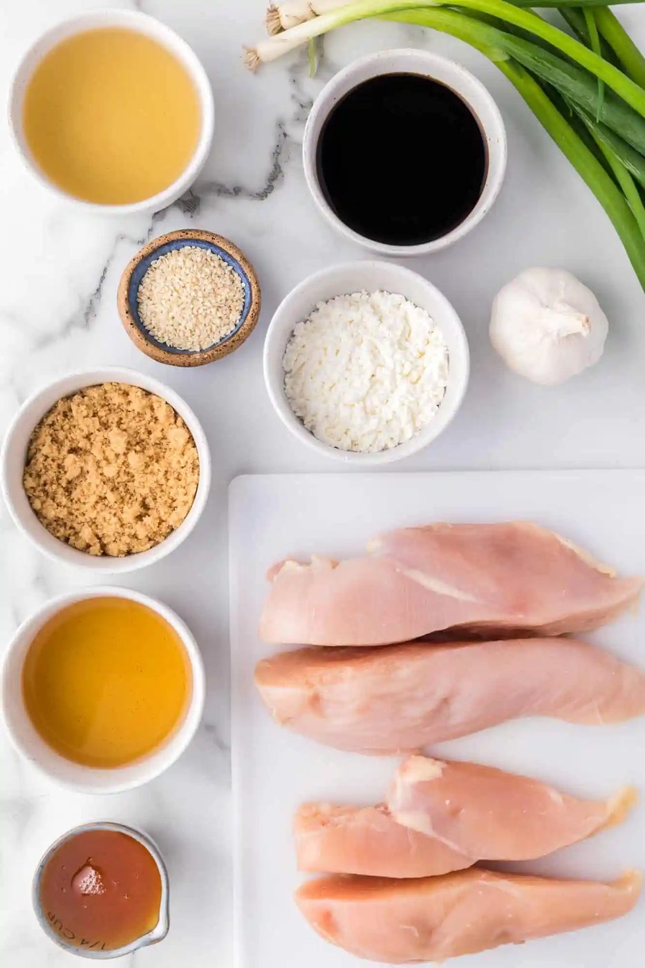 Ingredients for instant pot teriyaki chicken.