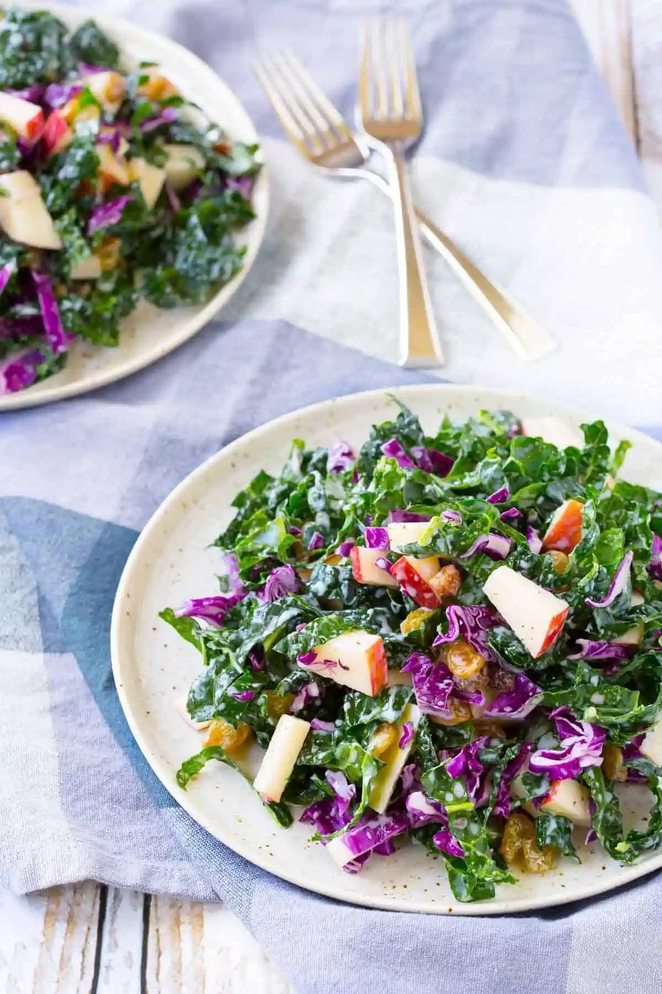 Kale Salad, served with Apples and Golden Raisins