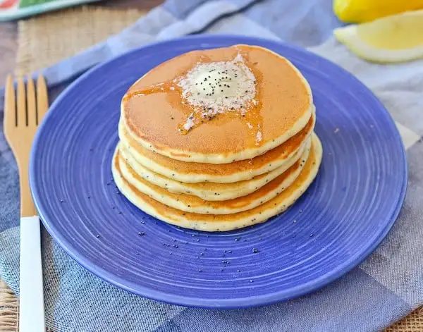 Lemon Poppy Seed Cottage Cheese Pancakes