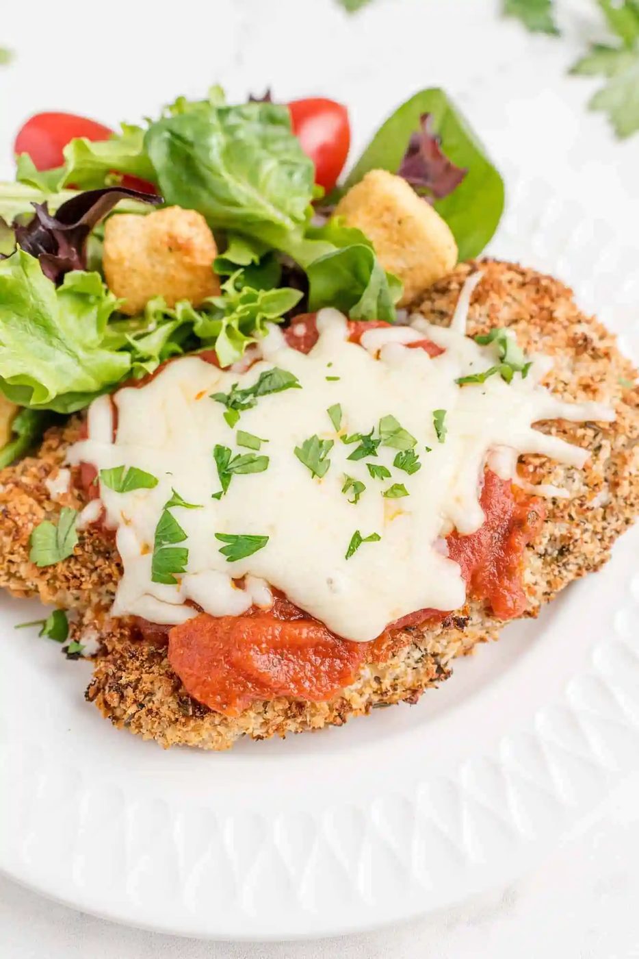 Baked Chicken Parmesan, crispy