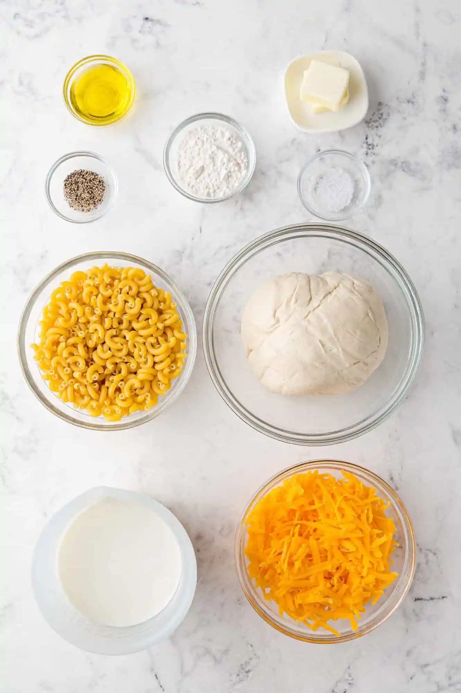 Overhead view of ingredients needed for recipe.