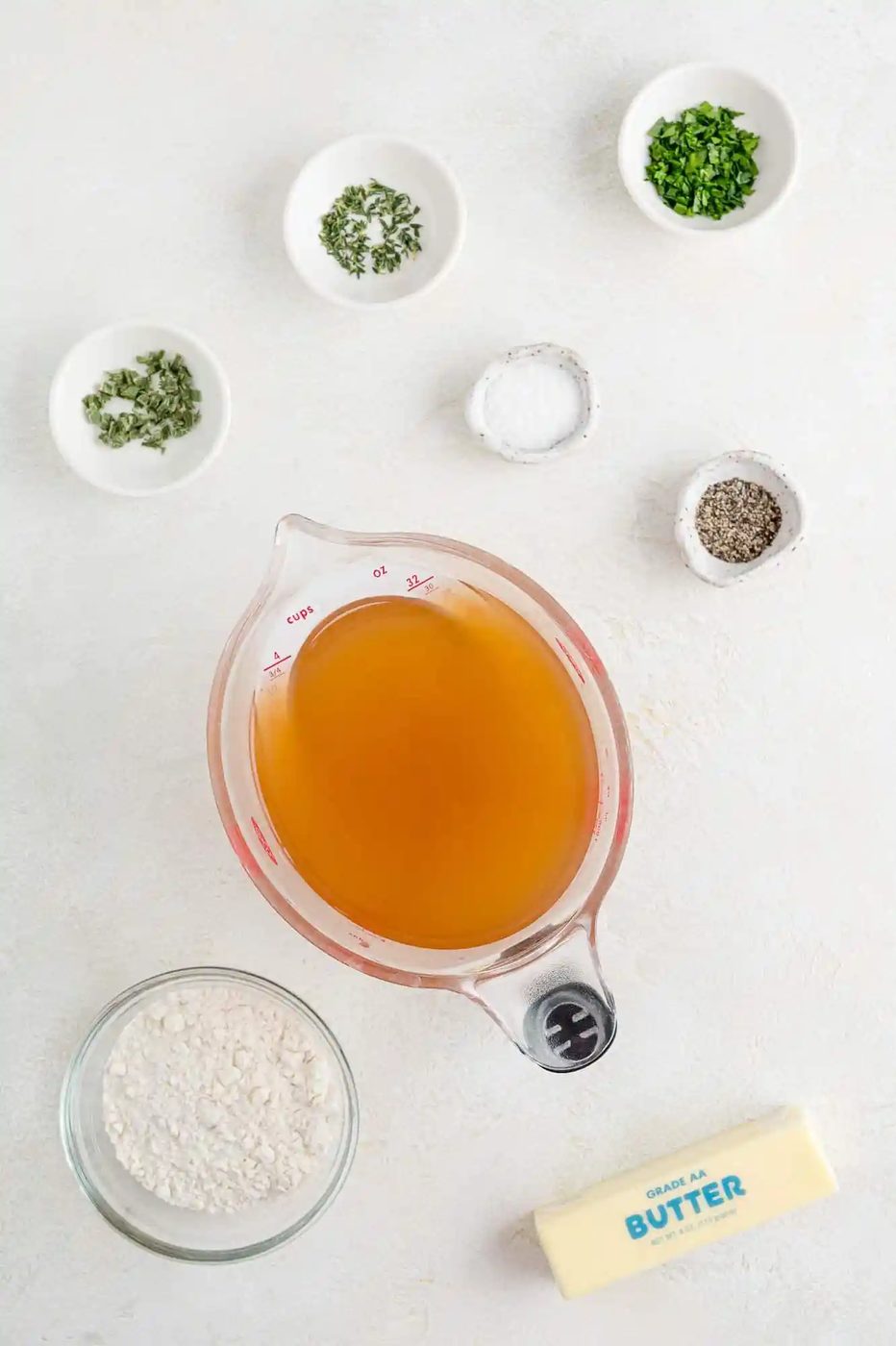Ingredients needed including turkey stock and butter.
