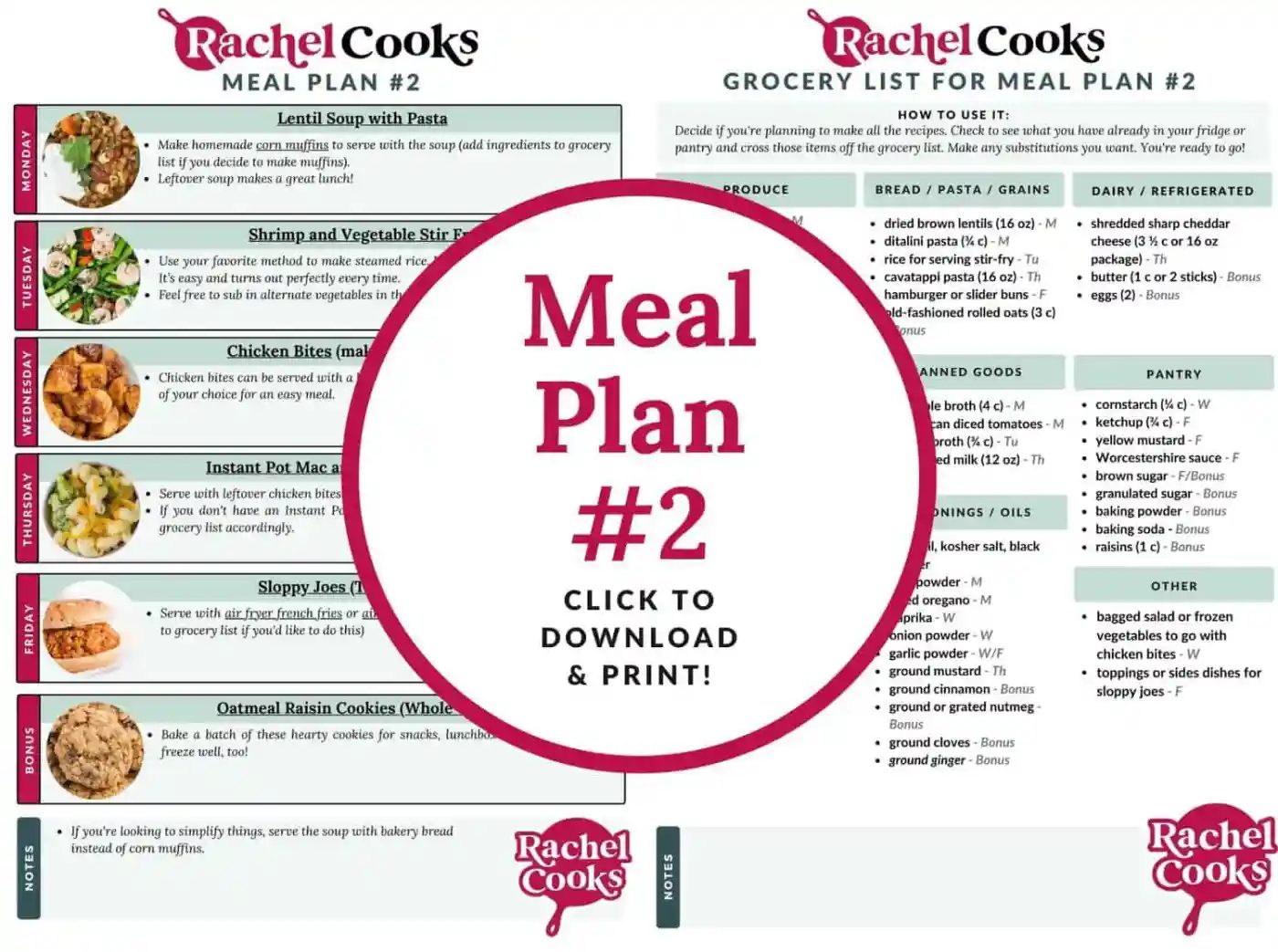 Preview of meal plan #2.