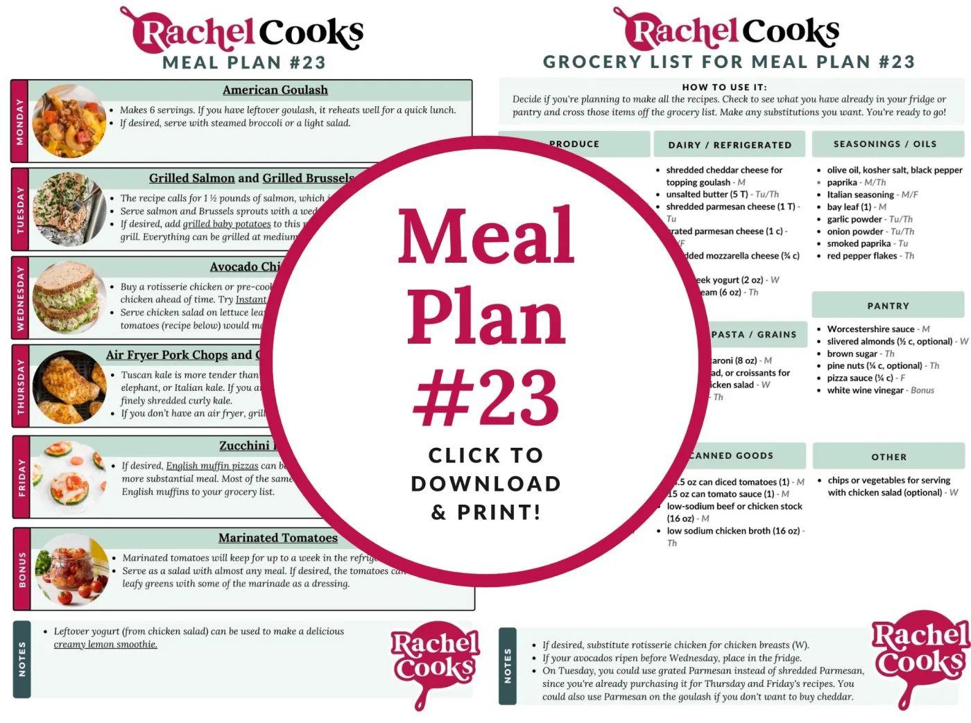 Meal plan preview image.