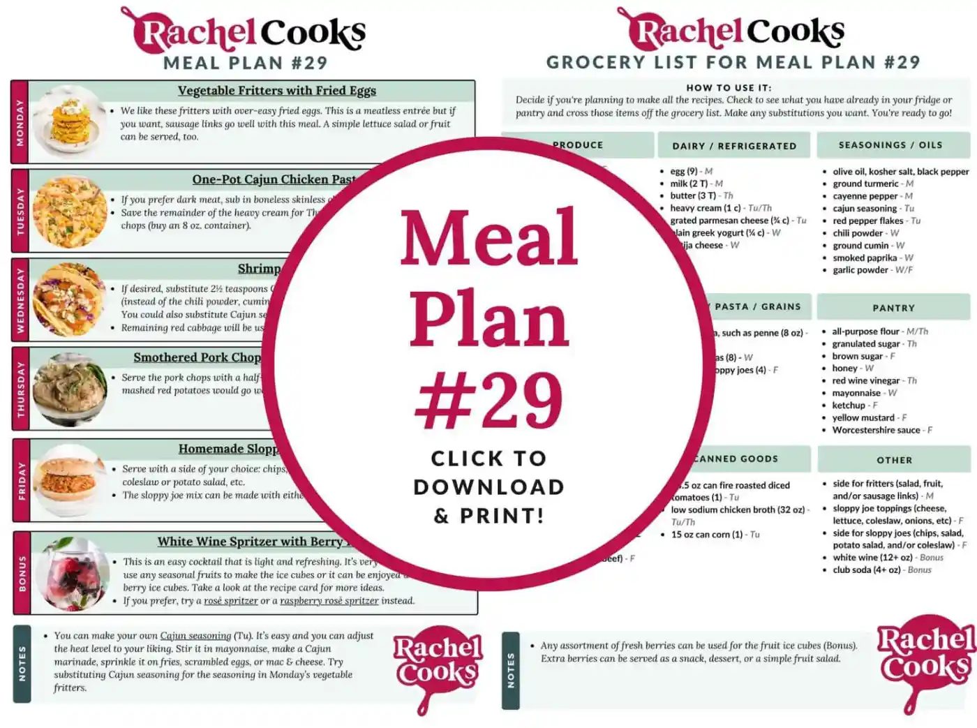 Meal plan 29 preview image.