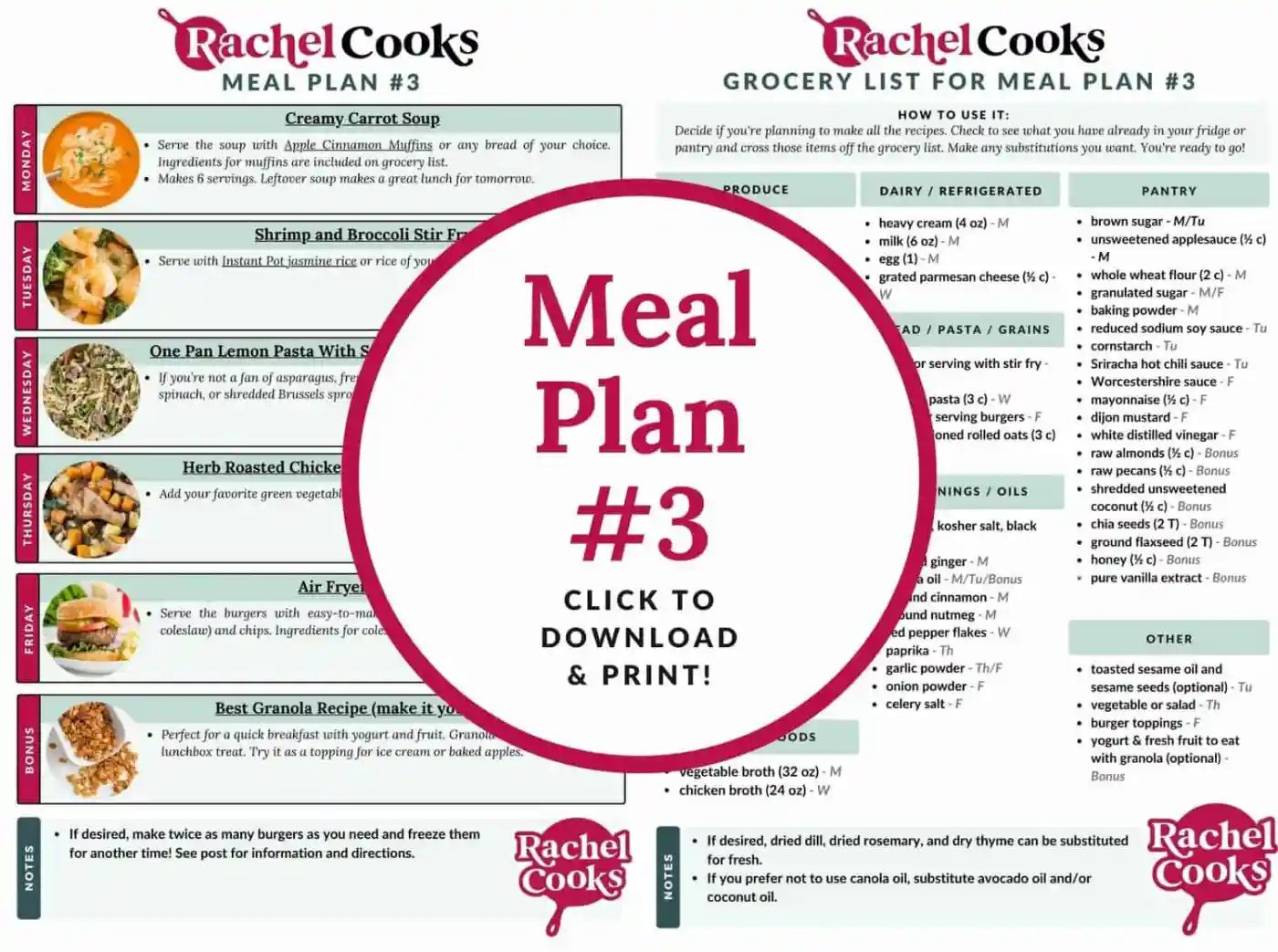 Preview of meal plan #3.