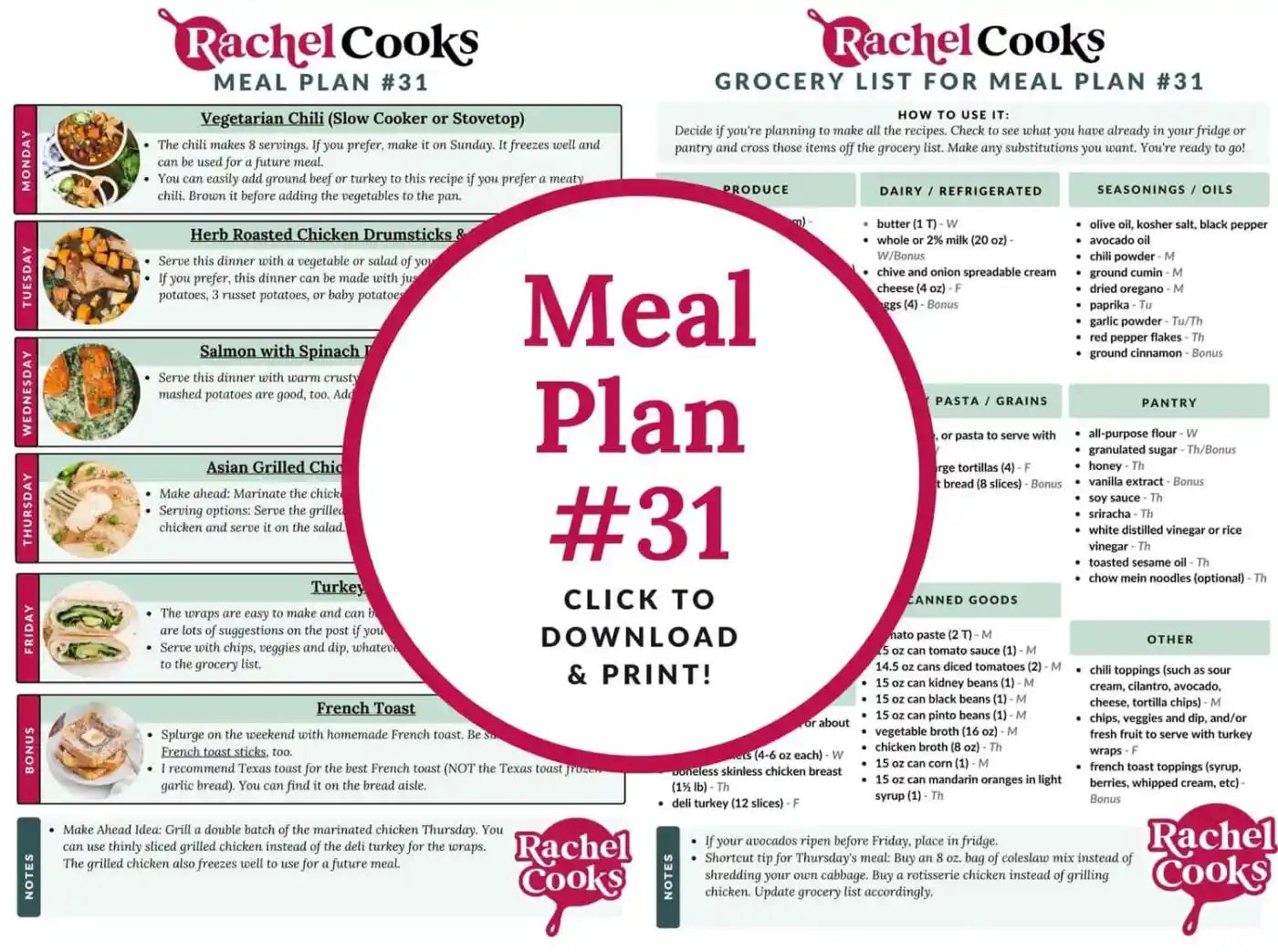 Meal plan 31 preview image.
