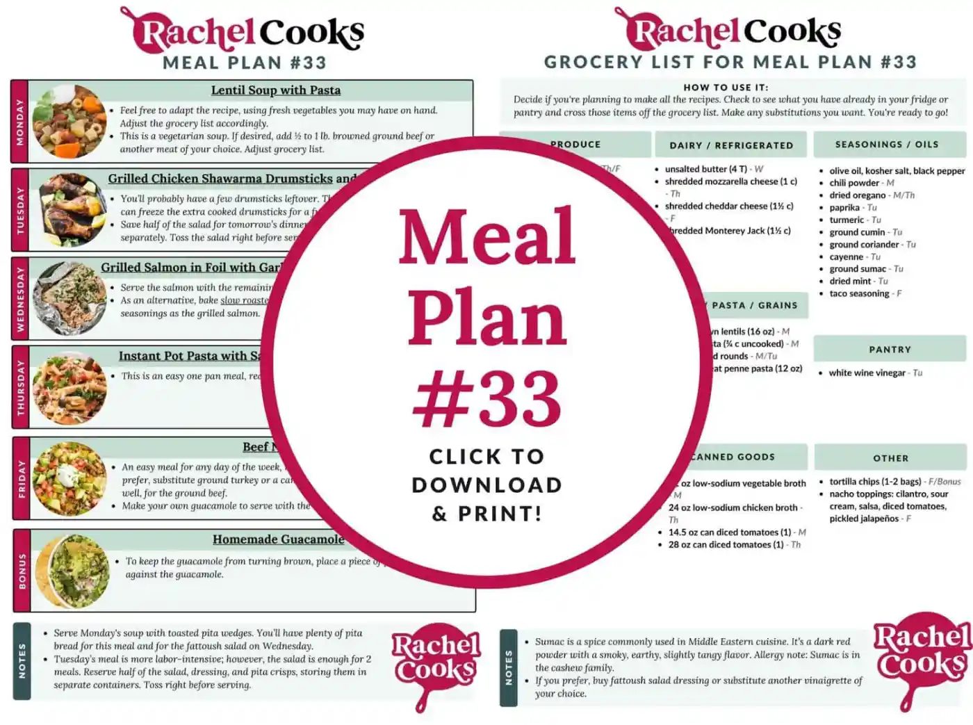 Meal plan 33 preview image.