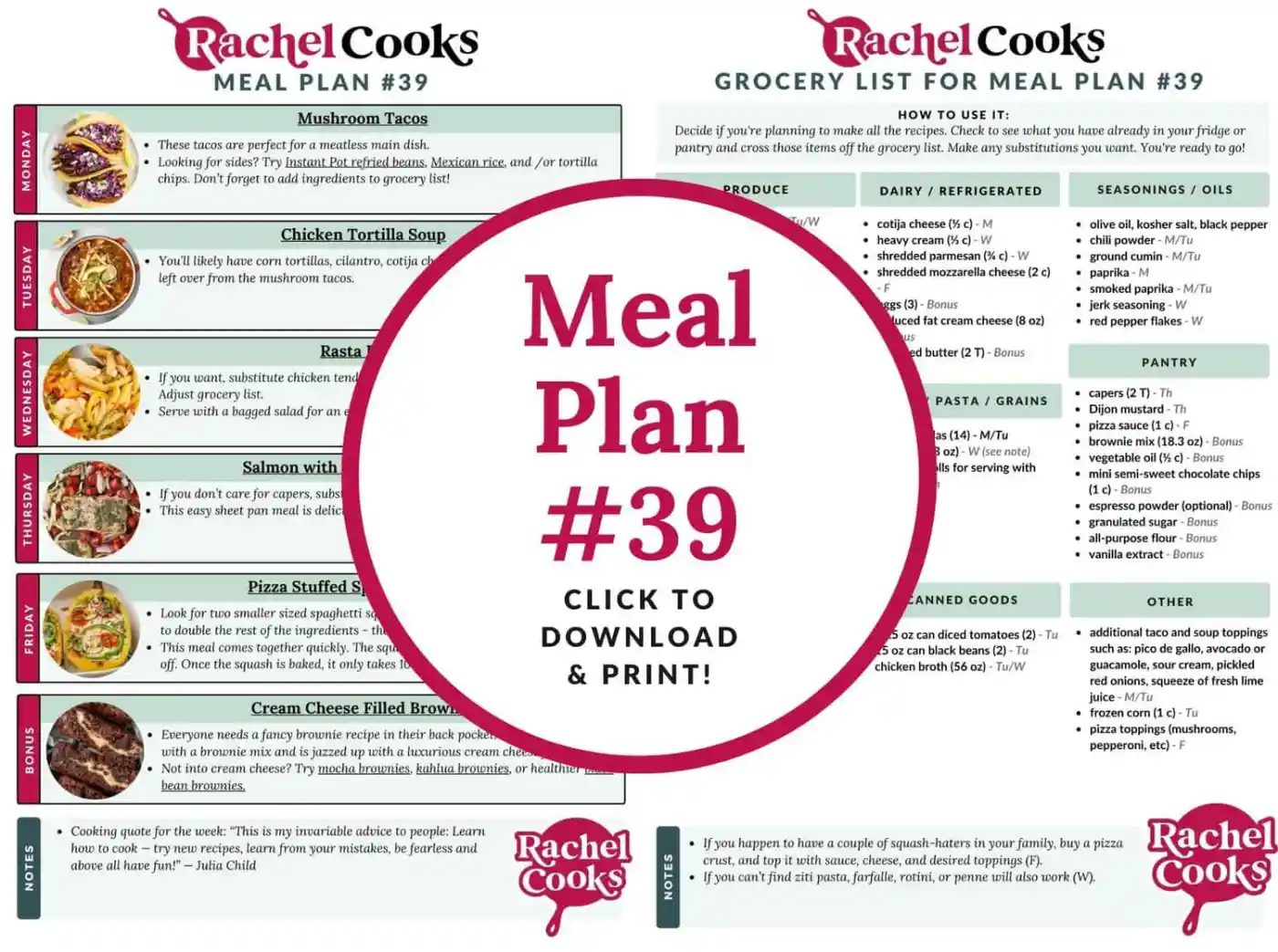 Meal plan 39 preview image.