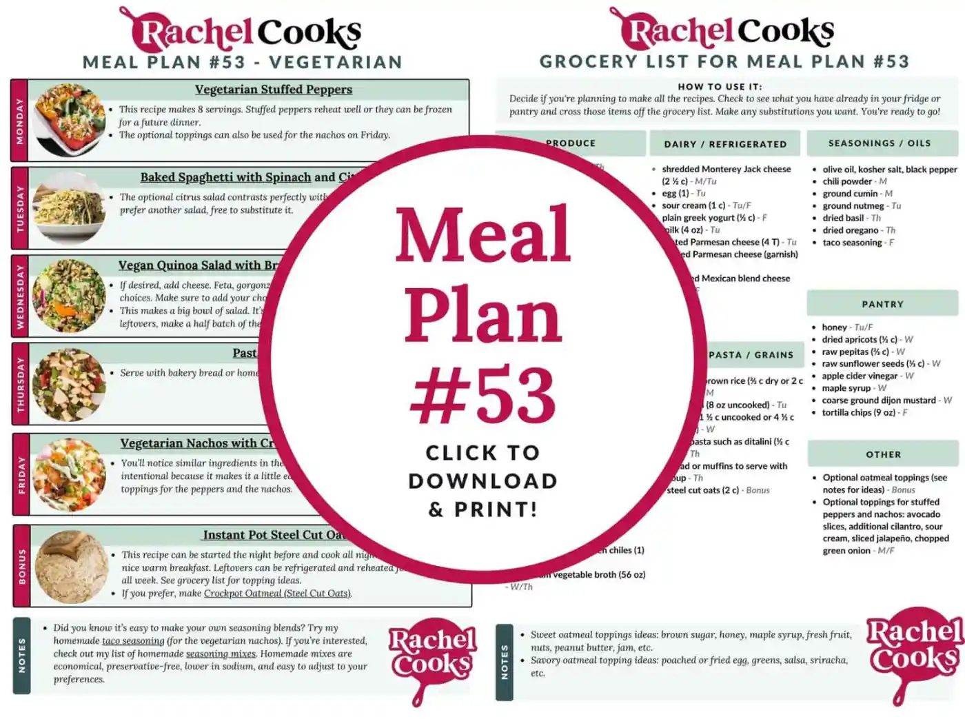 Meal plan preview image displaying both pages of meal plan.