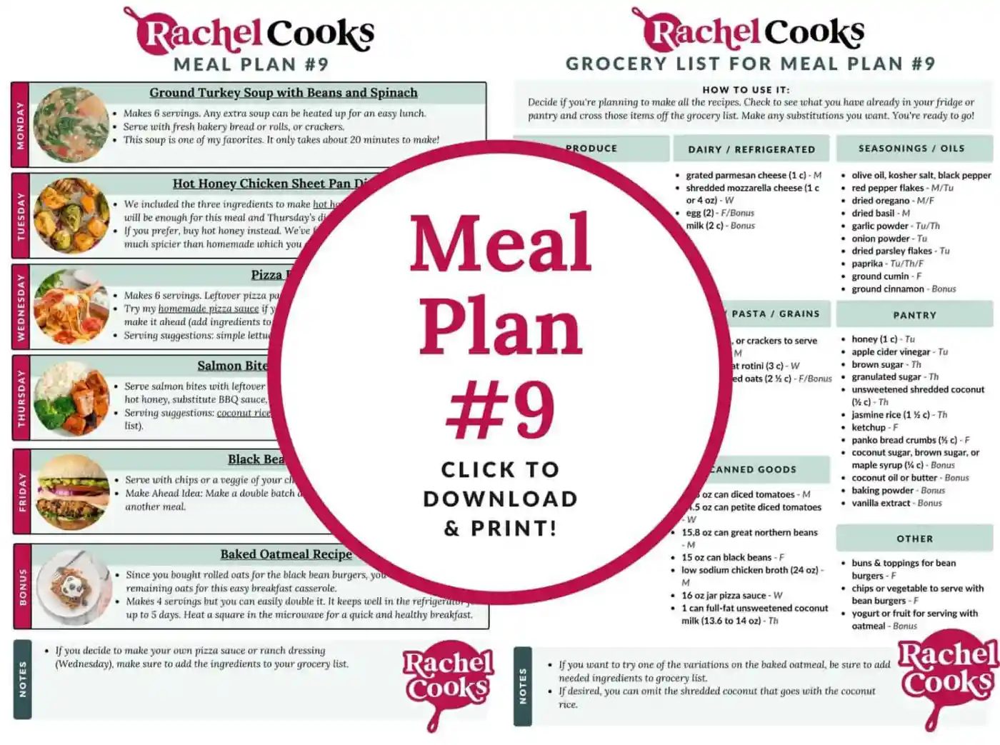 Preview of meal plan #9.