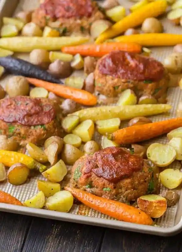 Mini Meatloaf Sheet Pan Dinner