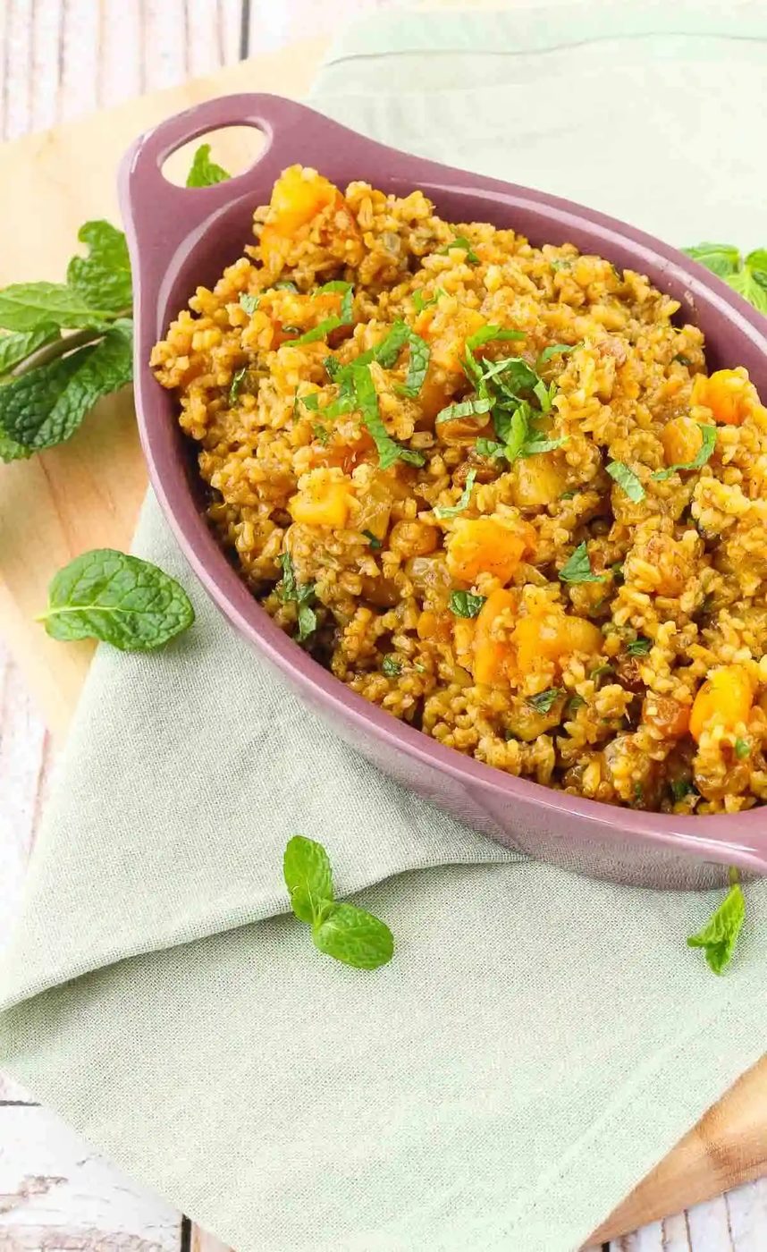 Moroccan Freekeh Pilaf plus Golden Raisins and Apricots
