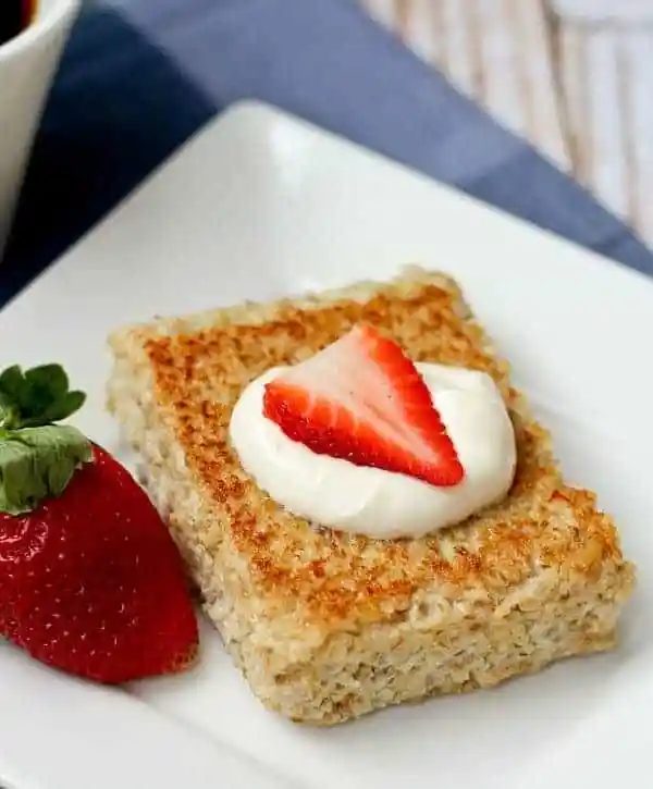 Pan Fried Oatmeal plus Fresh Fruit and Yogurt